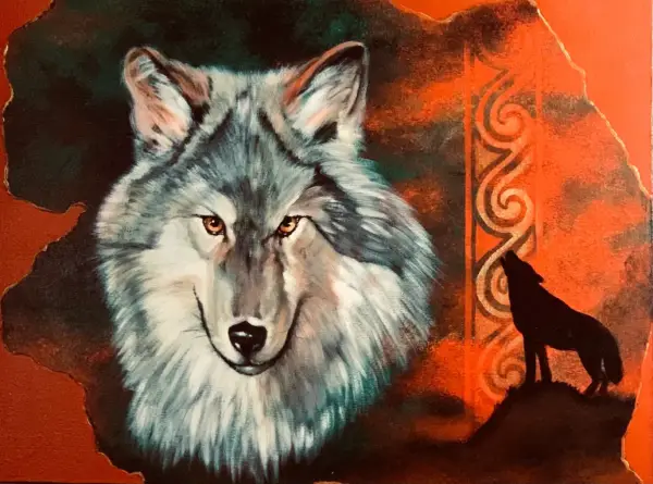 peinture d'un loup